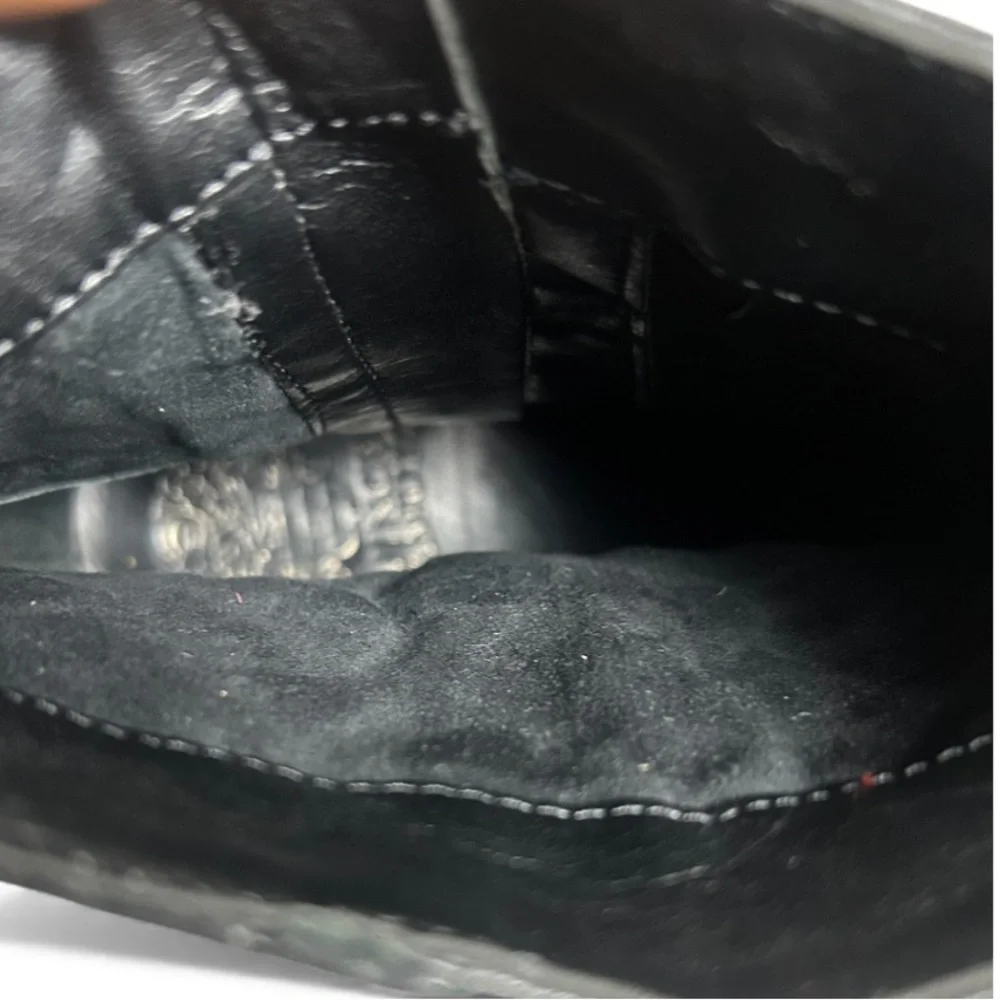 Vince Camuto Black Winta Burly Leather Quilted Detail Ankle Moto Boots Size 8.5M